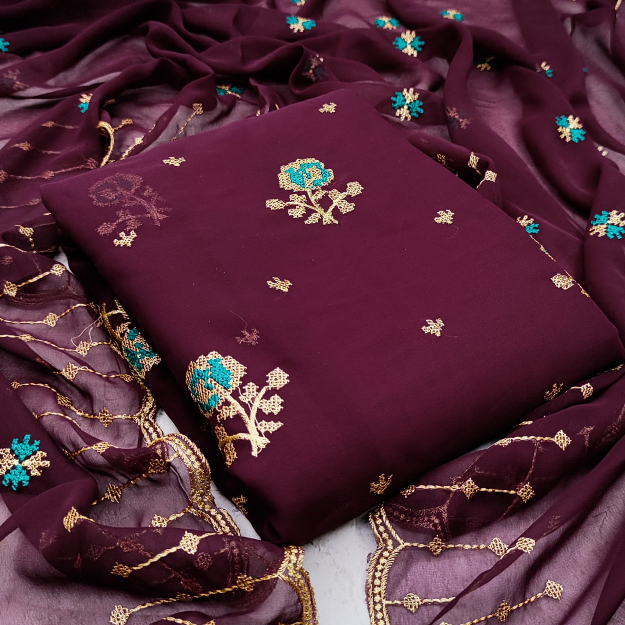 Gng 41073 Latest Fancy Designer Festive Wear Georgette Dress Material Collection
